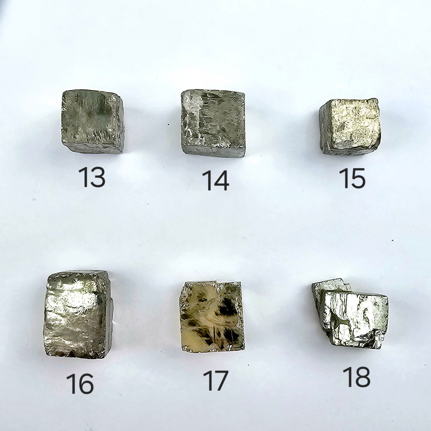 Pyrite Crystal Cube - You Choose #2 variants 13, 14, 15, 16, 17, and 18 labeled