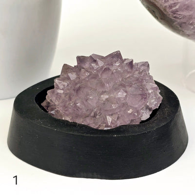 Amethyst Crystal Cluster on Wooden Base from Uruguay - You Choose variant 1 labeled