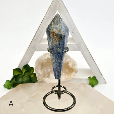 Blue Kyanite - Small Crystal Wand on Stand - You Choose variant A labeled