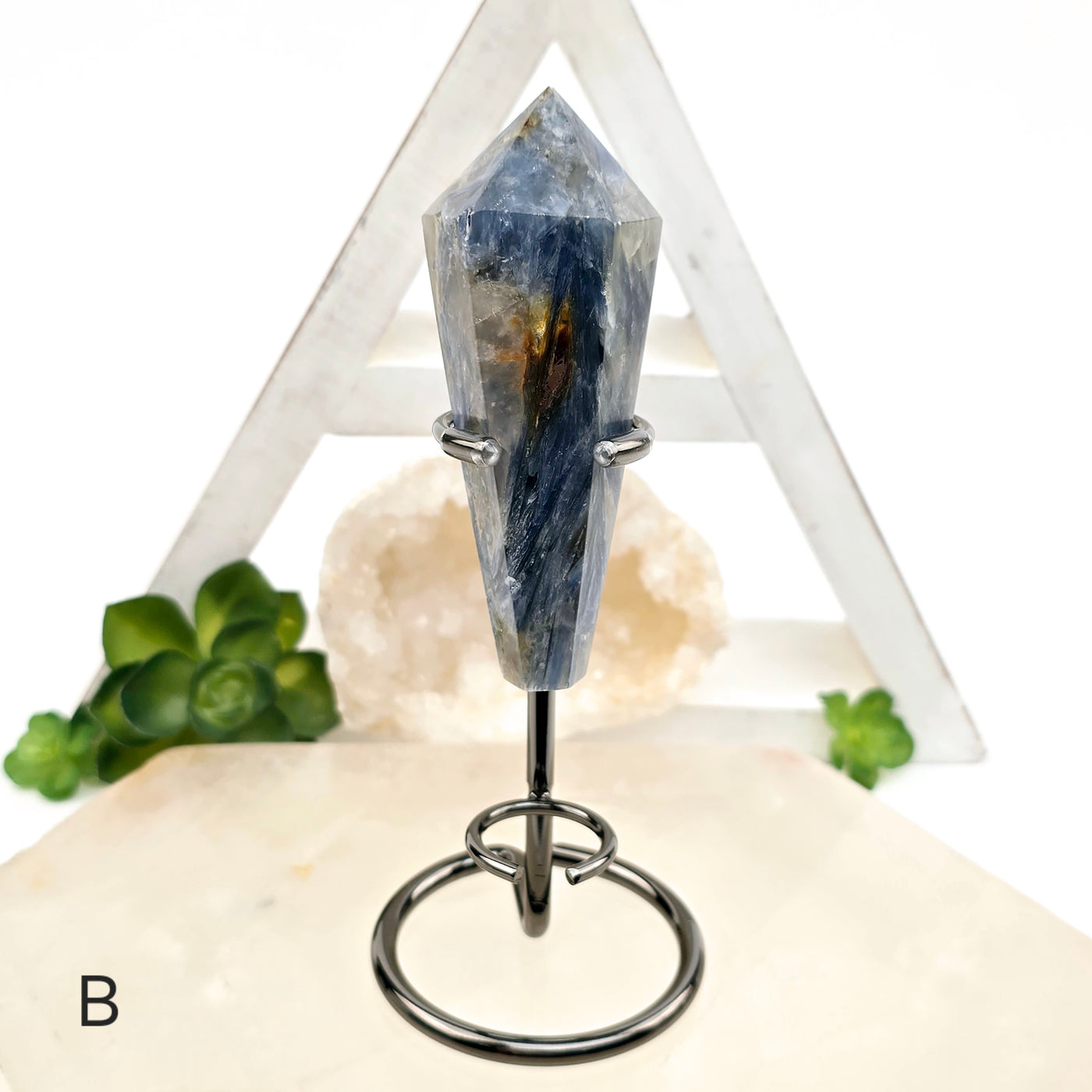 Blue Kyanite - Small Crystal Wand on Stand - You Choose variant B labeled