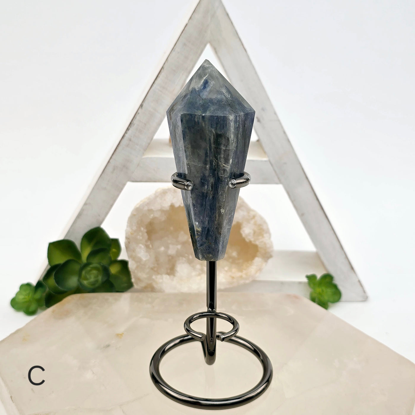 Blue Kyanite - Small Crystal Wand on Stand - You Choose variant C labeled