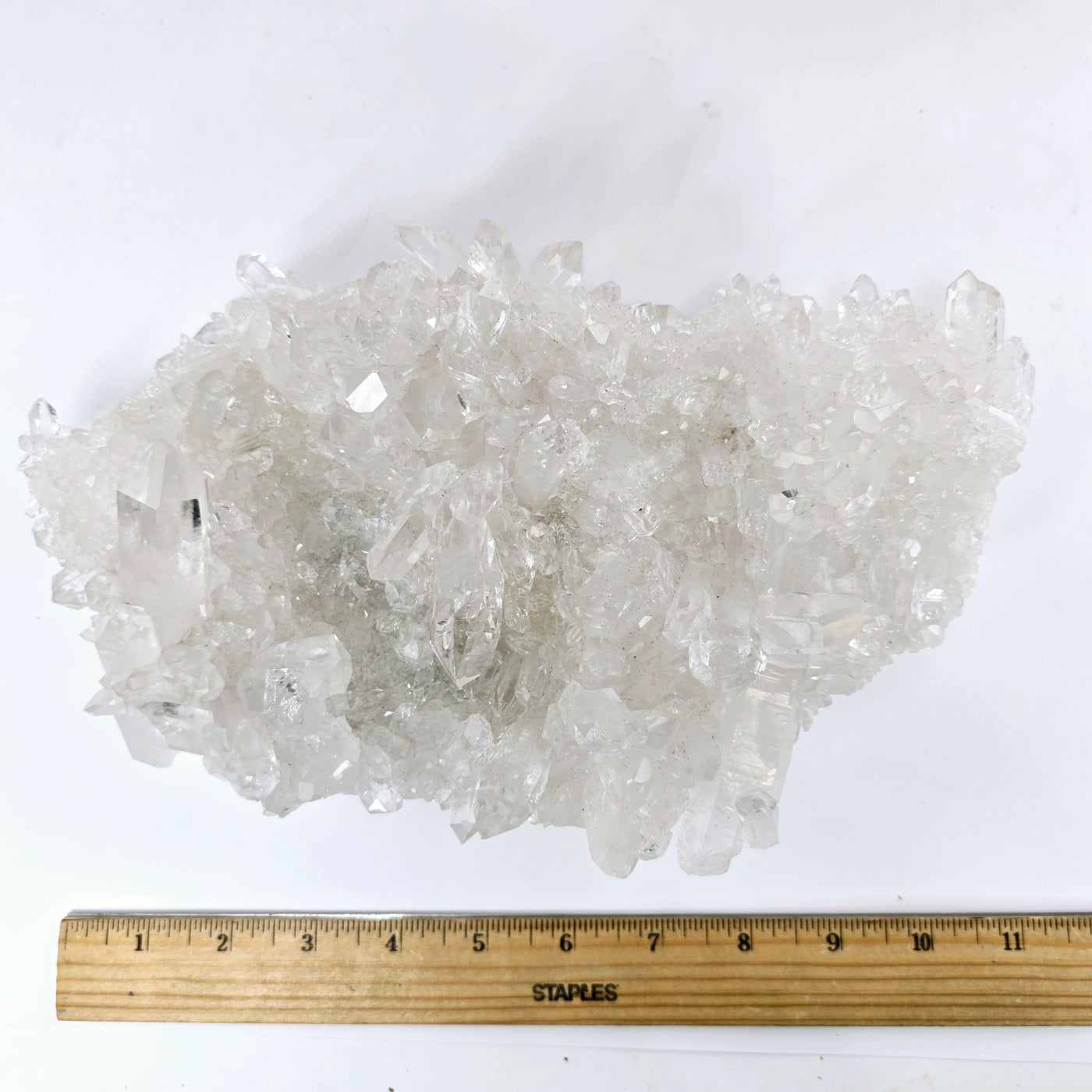 Crystal Quartz Cluster - AA Grade #2 top view with ruler for size reference