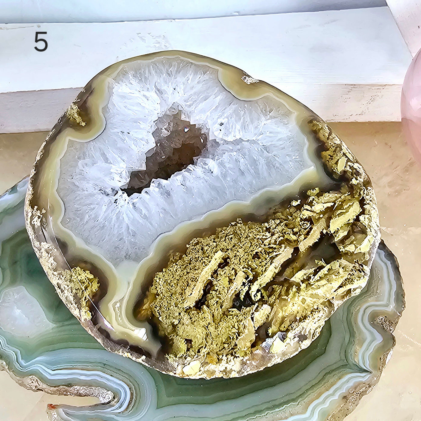 Agate Geode Half - Large Natural Crystal Geode - You Choose #1 - variant 5 labeled