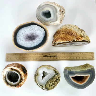 Agate Geode Half - Large Natural Crystal Geode - You Choose #1 all variants with ruler for size reference