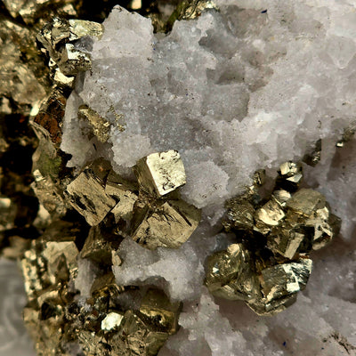 Pyrite on Crystal Quartz Cluster #2 - High Grade closeup for detail