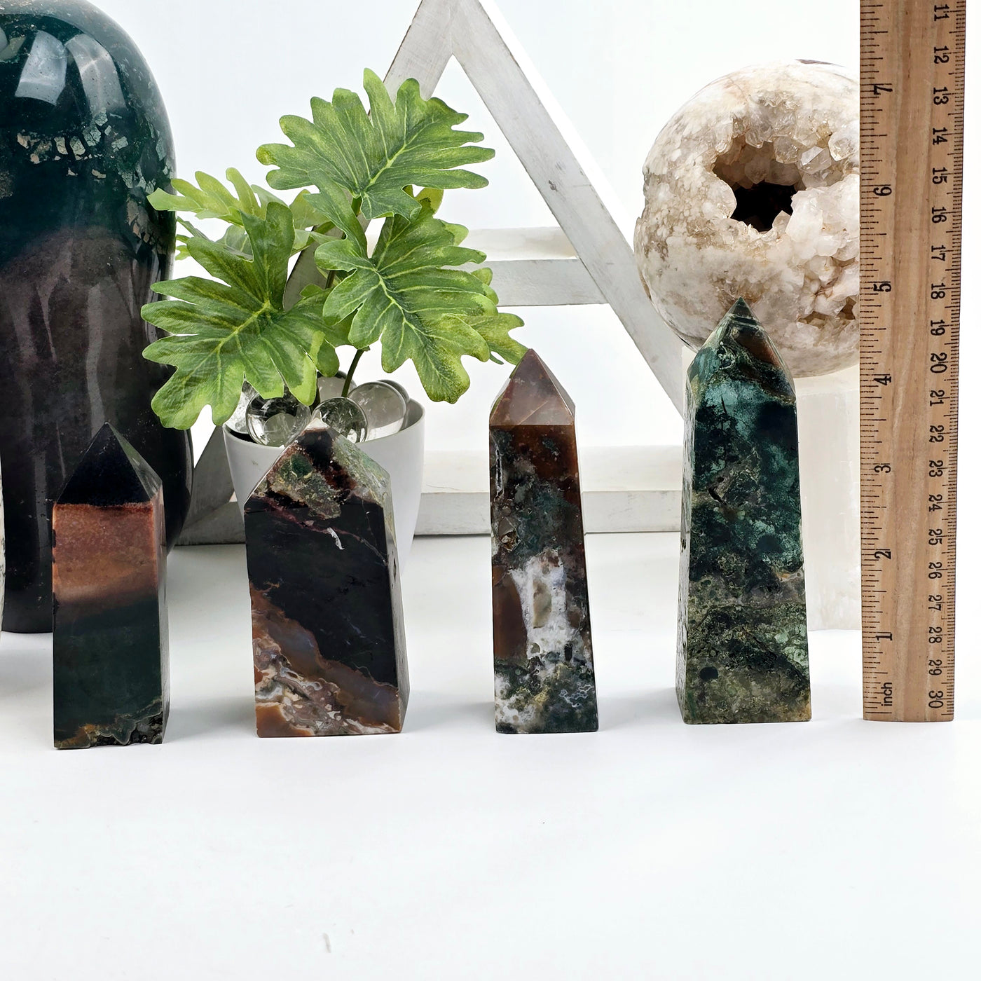 Ocean Jasper Polished Tower - You Choose four towers next to ruler for size reference