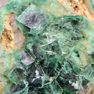 Cubic Fluorite Crystals on Matrix - Rare Find closeup for detail