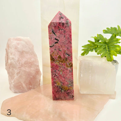 Rhodonite Polished Crystal Tower - You Choose variant 3 labeled