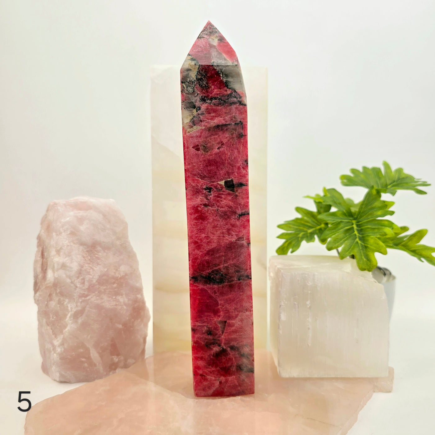 Rhodonite Polished Crystal Tower - You Choose variant 5 labeled