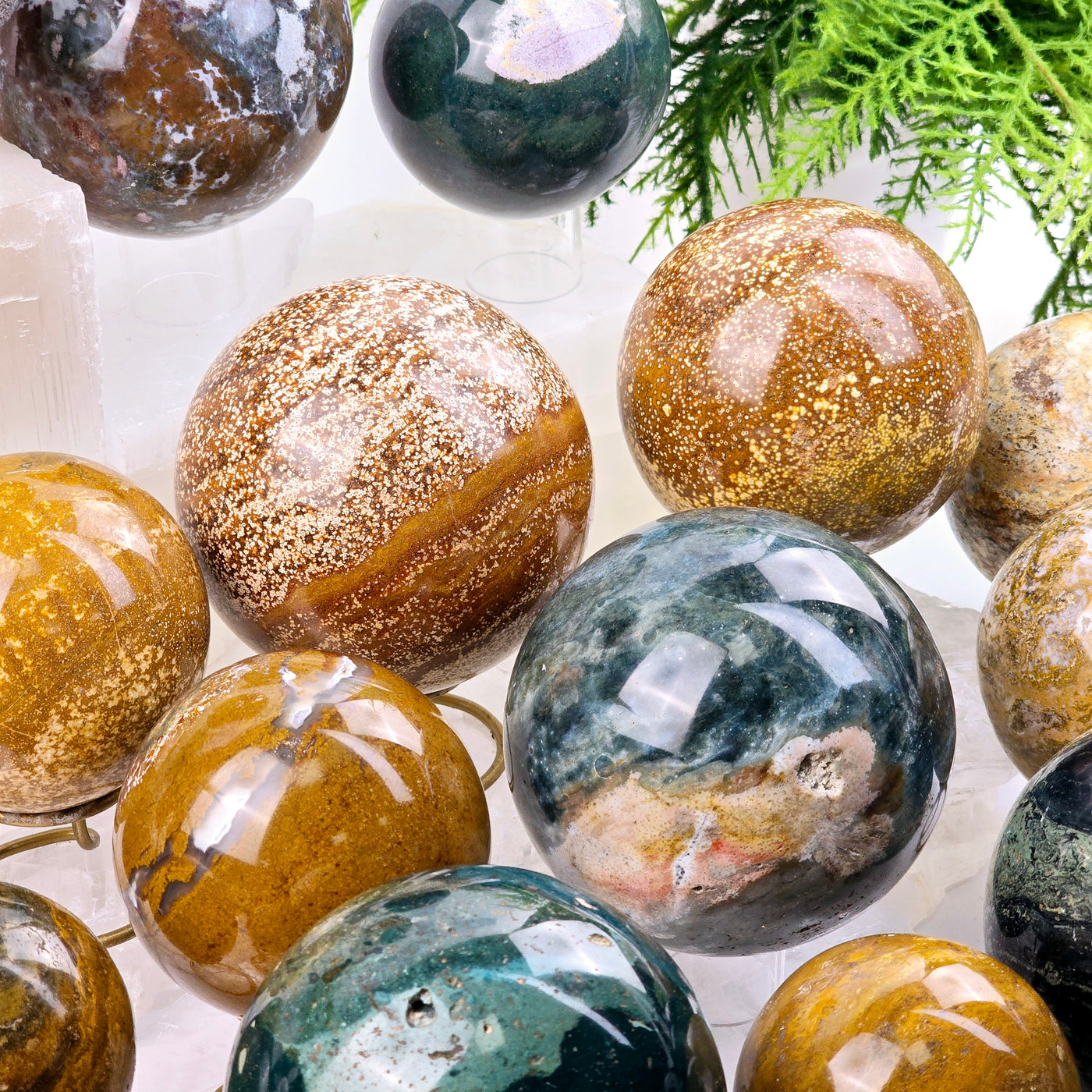 Ocean Jasper Polished Crystal Sphere YOU CHOOSE #2 closeup of several spheres for detail