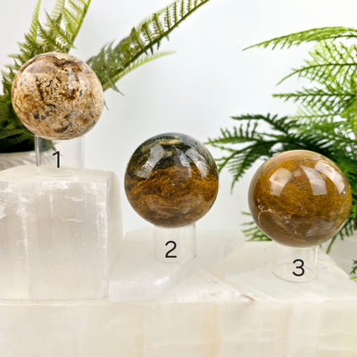 Ocean Jasper Polished Crystal Sphere YOU CHOOSE #2 spheres 1, 2, and 3 labeled