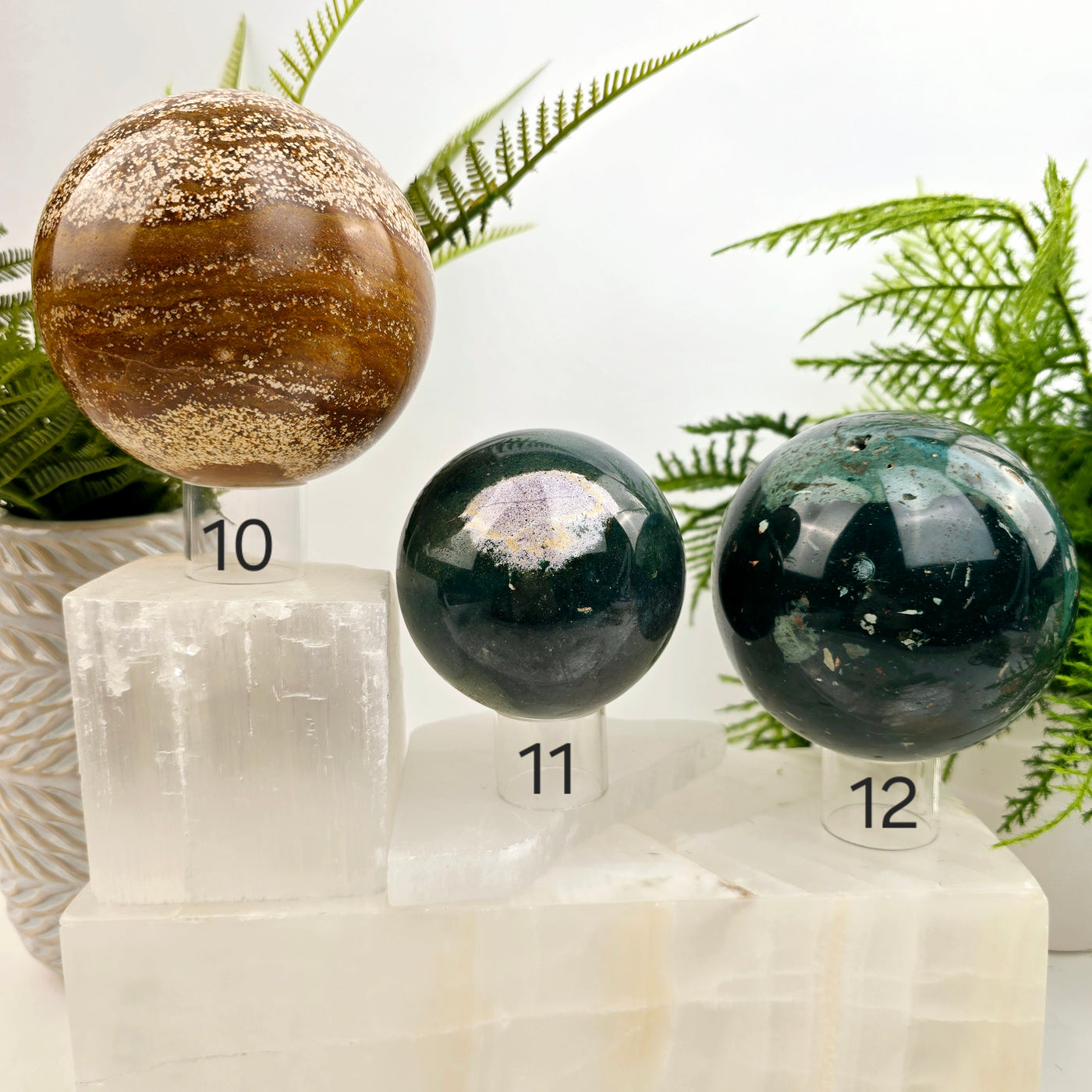 Ocean Jasper Polished Crystal Sphere YOU CHOOSE #2 spheres 10, 11, and 12 labeled