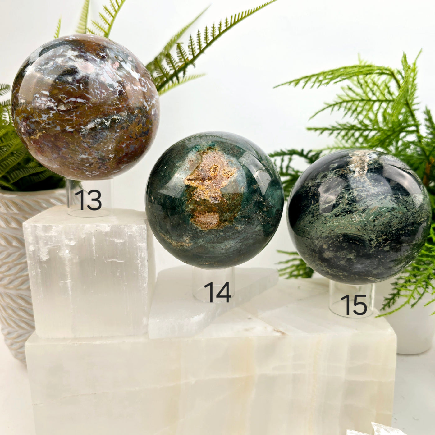 Ocean Jasper Polished Crystal Sphere YOU CHOOSE #2 spheres 13, 14, and 15 labeled