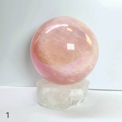 Angel Aura Rose Quartz Large Crystal Sphere - You Choose variant 1 labeled