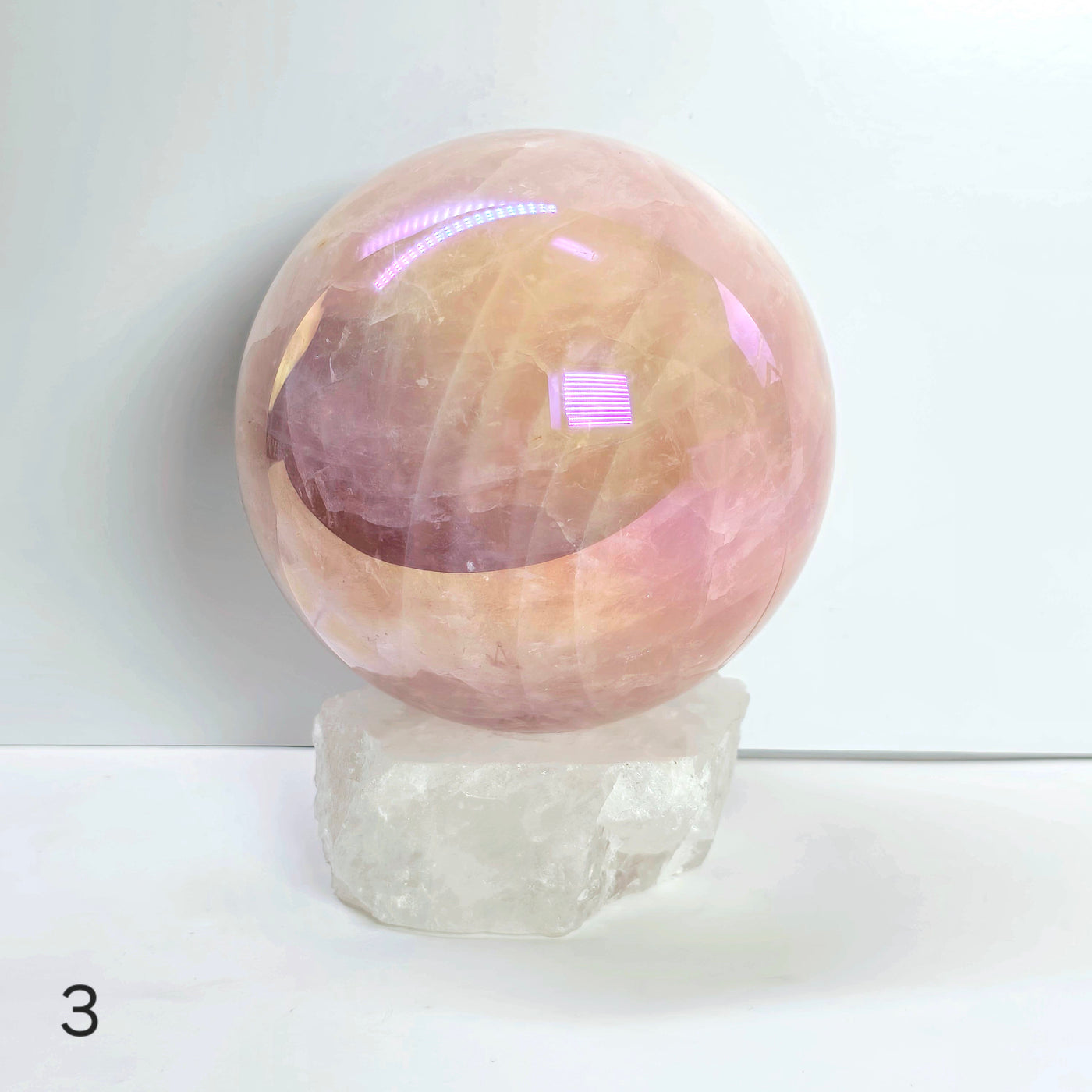 Angel Aura Rose Quartz Large Crystal Sphere - You Choose variant 3 labeled