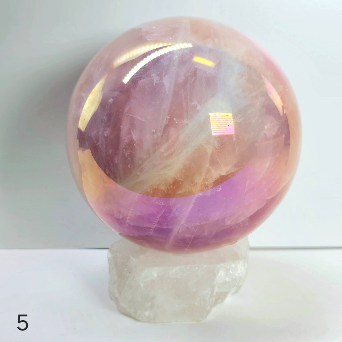 Angel Aura Rose Quartz Large Crystal Sphere - You Choose variant 5 labeled