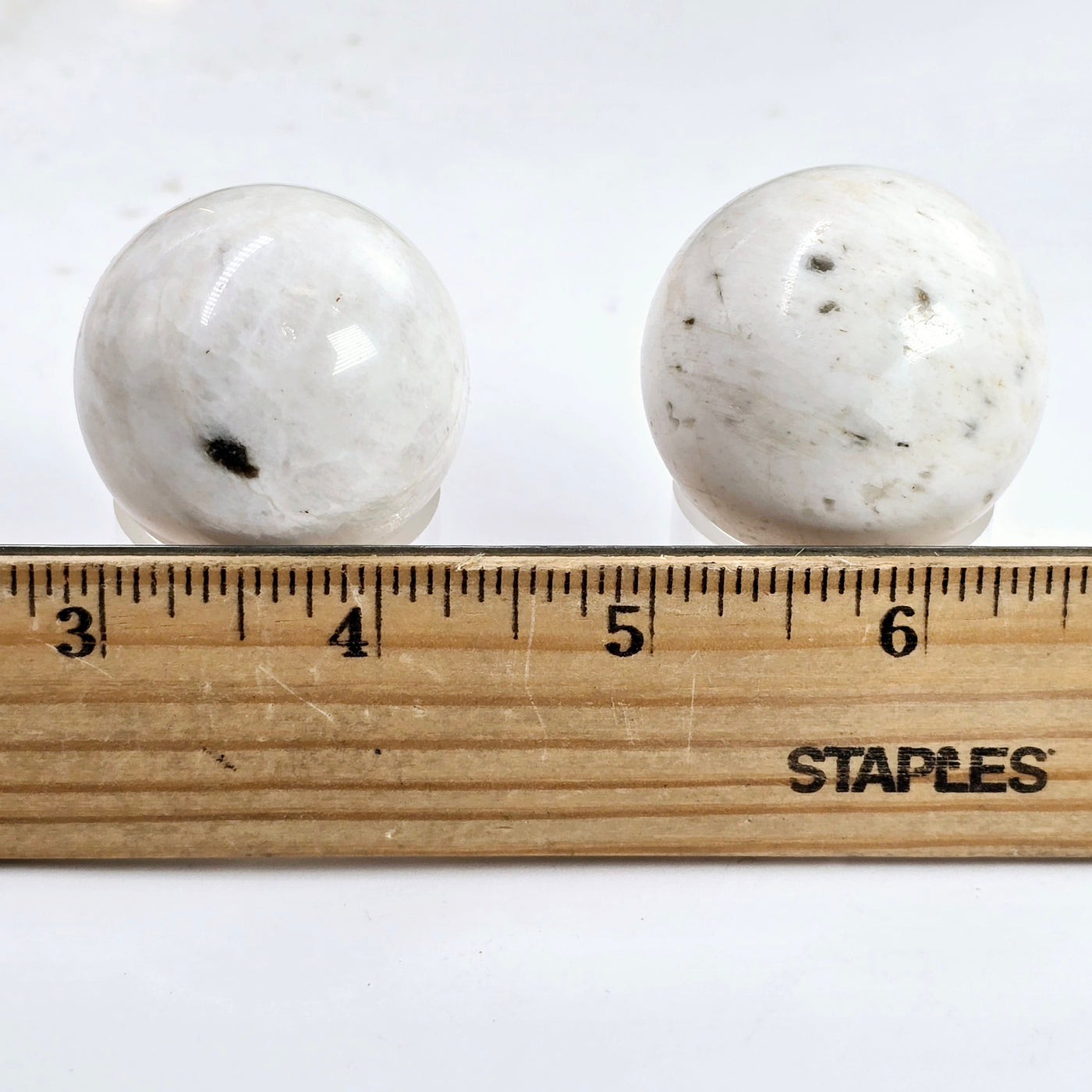 Scolecite Crystal Sphere - You Choose both variants with ruler for size reference