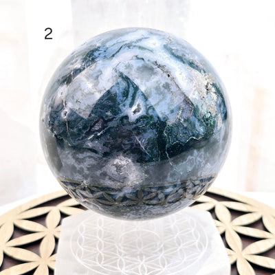 Moss Agate Large Crystal Spheres - You Choose variant 2 labeled