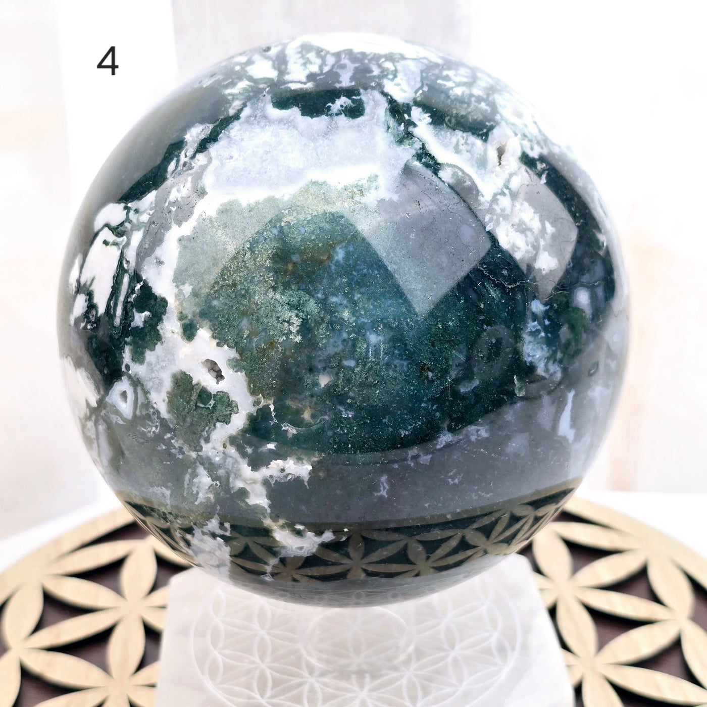 Moss Agate Large Crystal Spheres - You Choose variant 4 labeled