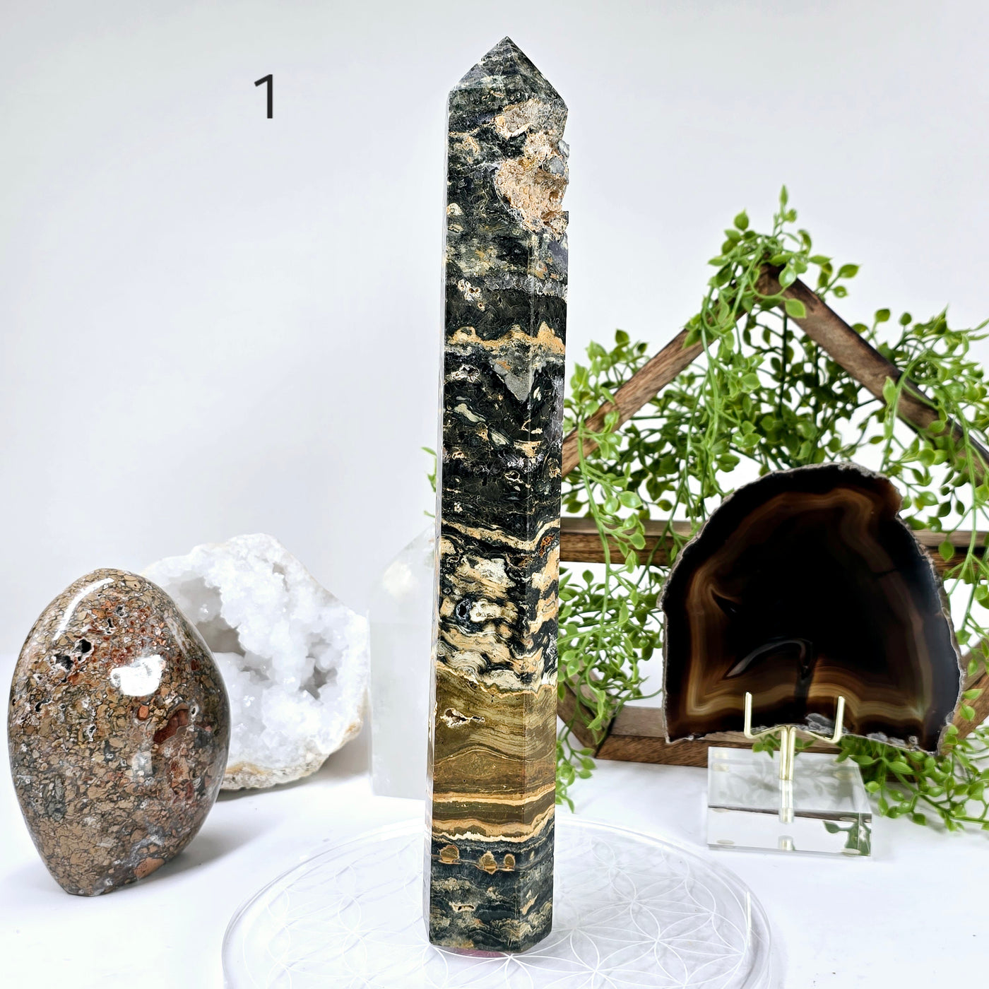 Ocean Jasper Polished Crystal Tower - You Choose #3 variant 1 labeled