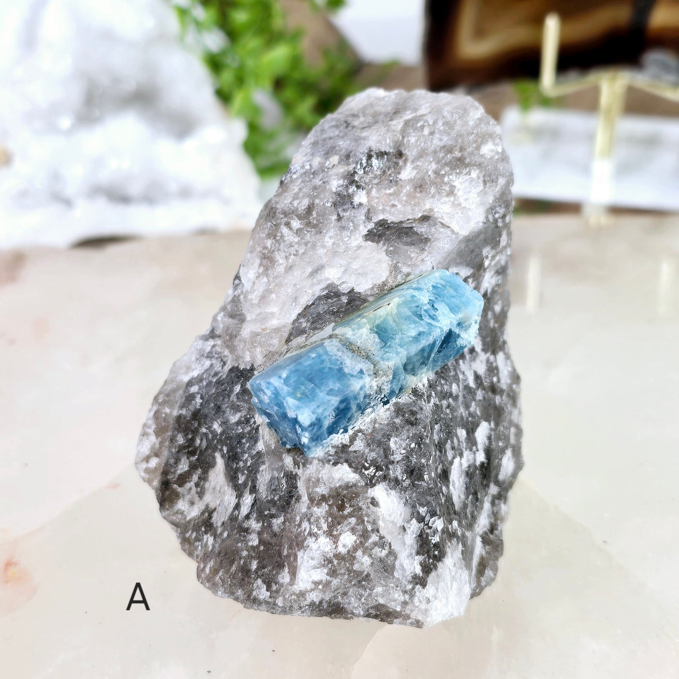 Aquamarine - High Quality Beryl Crystal in Rough Smokey Quartz Matrix - You Choose - variant A labeled