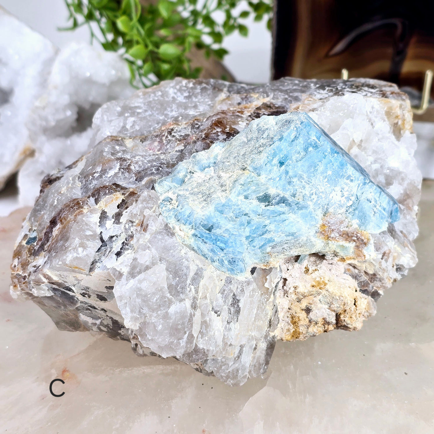 Aquamarine - High Quality Beryl Crystal in Rough Smokey Quartz Matrix - You Choose variant C labeled