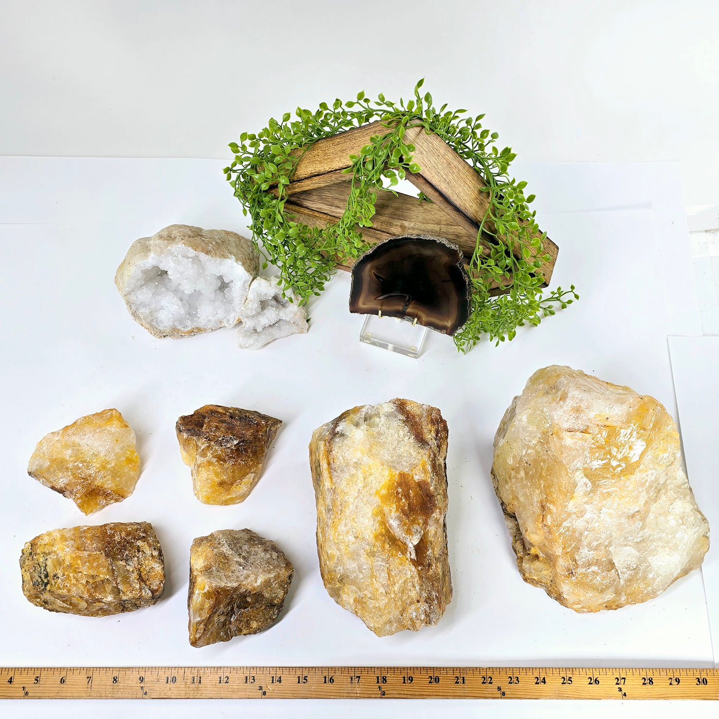 Golden Healer Raw Natural Crystal - You Choose all six variants large yellow stones with yard stick for size reference