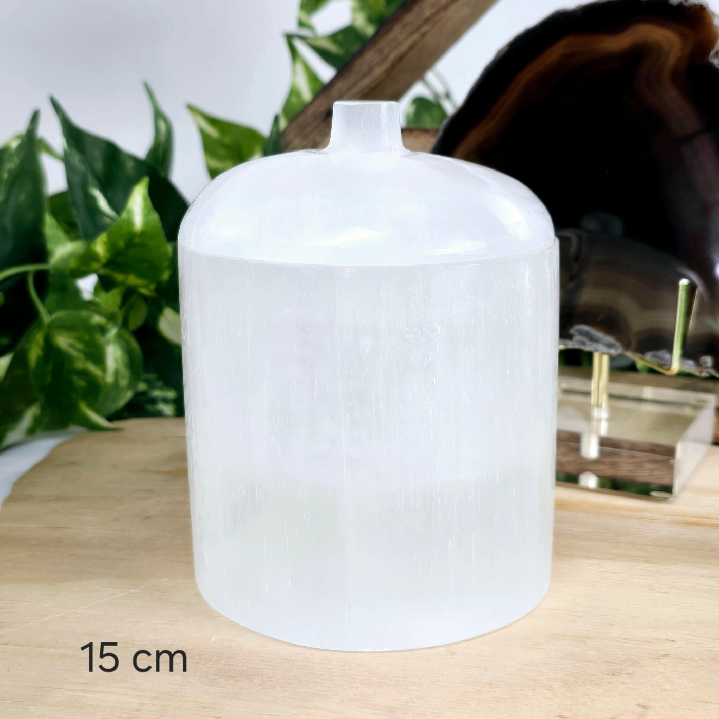 Selenite Crystal Jar with Lid - By Size 15 cm variant labeled