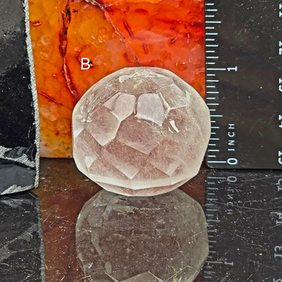 Crystal Quartz Round Faceted Sphere - You Choose variant B labeled with ruler for size reference