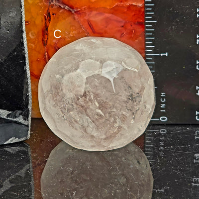 Crystal Quartz Round Faceted Sphere - You Choose variant C labeled with ruler for size reference