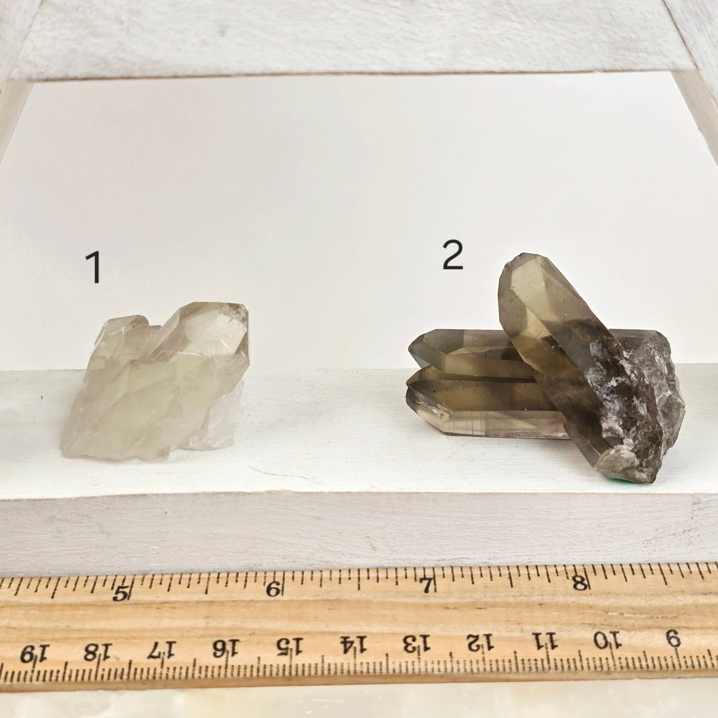 Smokey Citrine Small Natural Crystal Cluster - You Choose variants 1 and 2 labeled with ruler for size reference