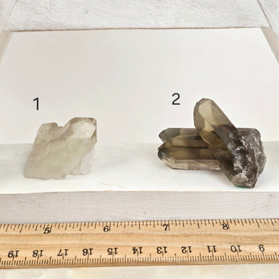 Smokey Citrine Small Natural Crystal Cluster - You Choose variants 1 and 2 labeled with ruler for size reference