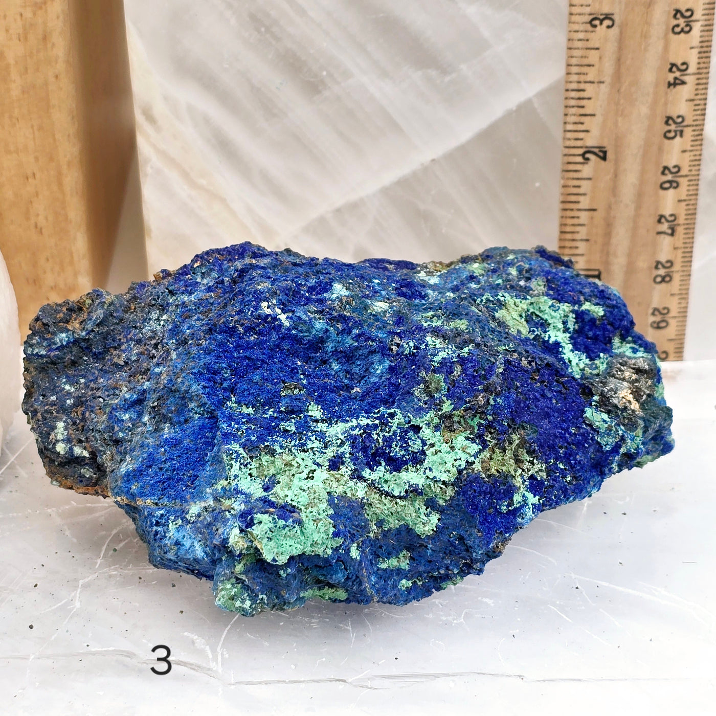 Azurite with Malachite on Matrix - AAA Grade - You Choose - variant 3 labeled with ruler for size reference