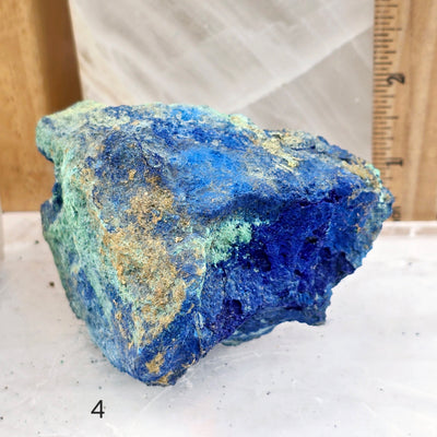 Azurite with Malachite on Matrix - AAA Grade - You Choose - variant 4 labeled with ruler for size reference