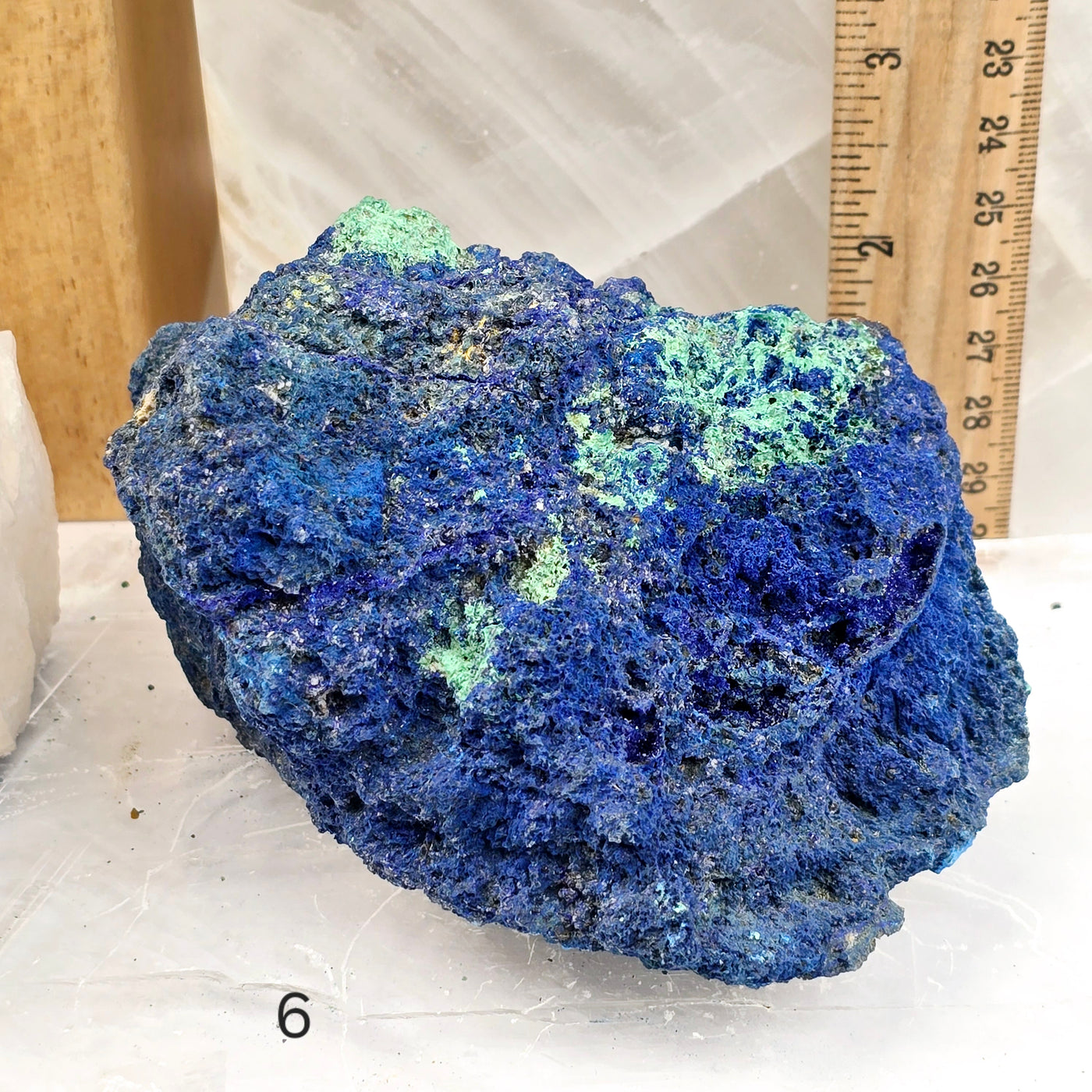 Azurite with Malachite on Matrix - AAA Grade - You Choose - variant 6 labeled with ruler for size reference