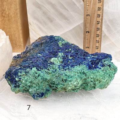 Azurite with Malachite on Matrix - AAA Grade - You Choose - variant 7 labeled with ruler for size reference