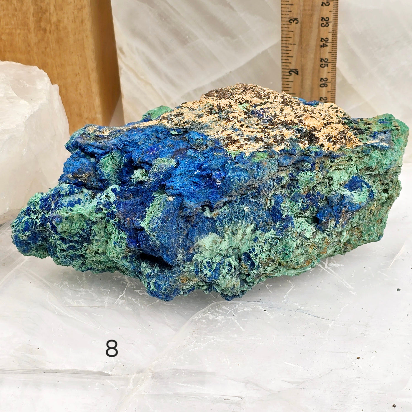 Azurite with Malachite on Matrix - AAA Grade - You Choose - variant 8 labeled with ruler for size reference