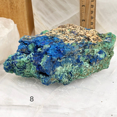 Azurite with Malachite on Matrix - AAA Grade - You Choose - variant 8 labeled with ruler for size reference