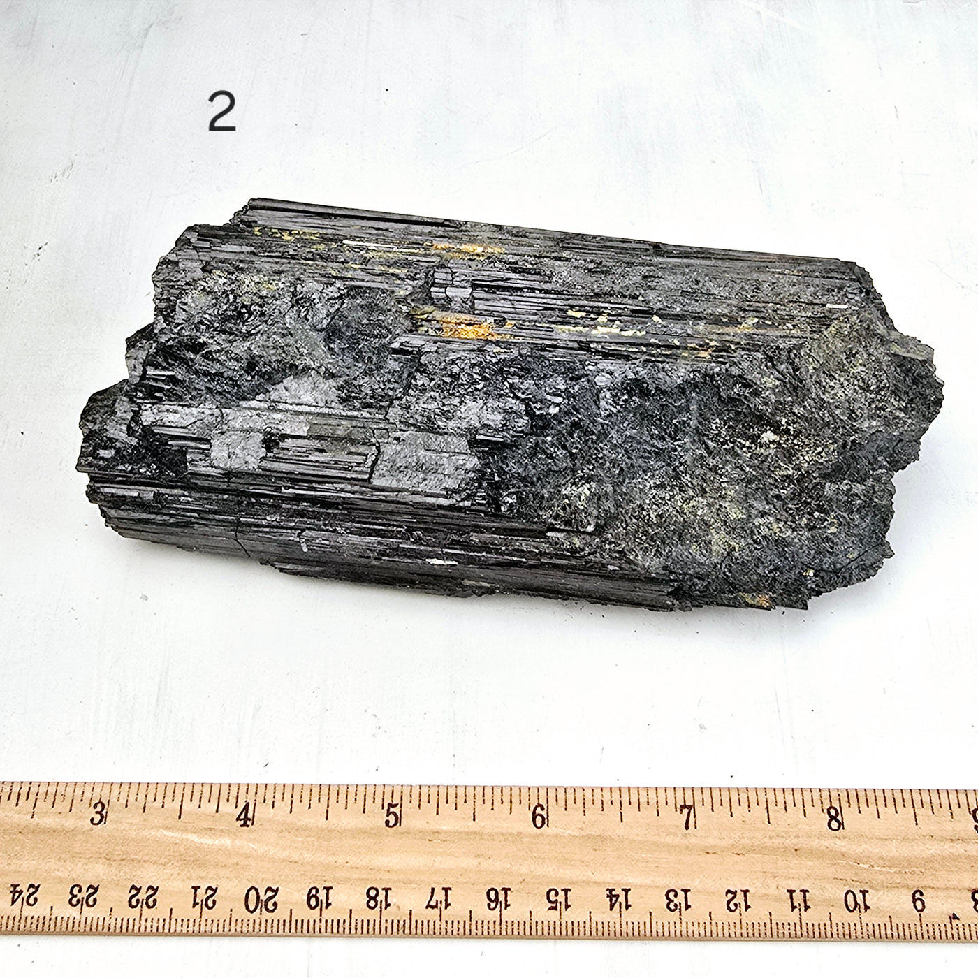 Black Tourmaline Natural Crystal - Rough Stone - You Choose variant 2 labeled with ruler for size reference