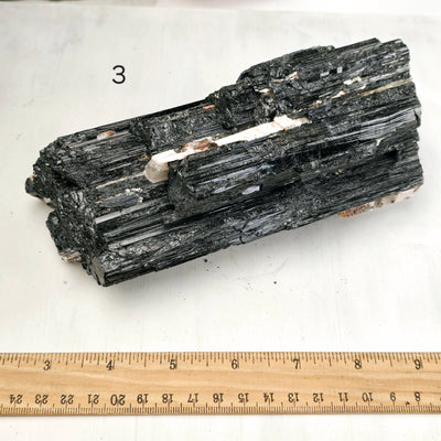 Black Tourmaline Natural Crystal - Rough Stone - You Choose variant 3 labeled with ruler for size reference