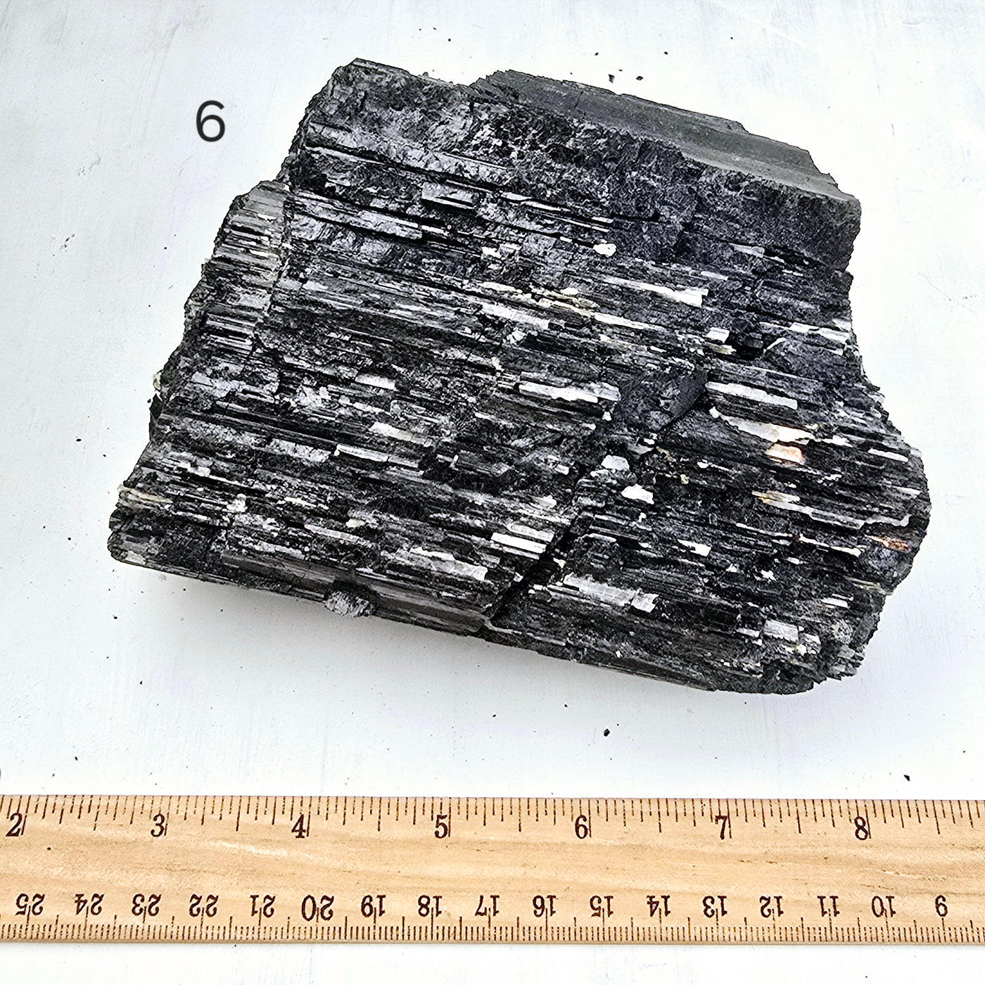 Black Tourmaline Natural Crystal - Rough Stone - You Choose variant 6 labeled with ruler for size reference