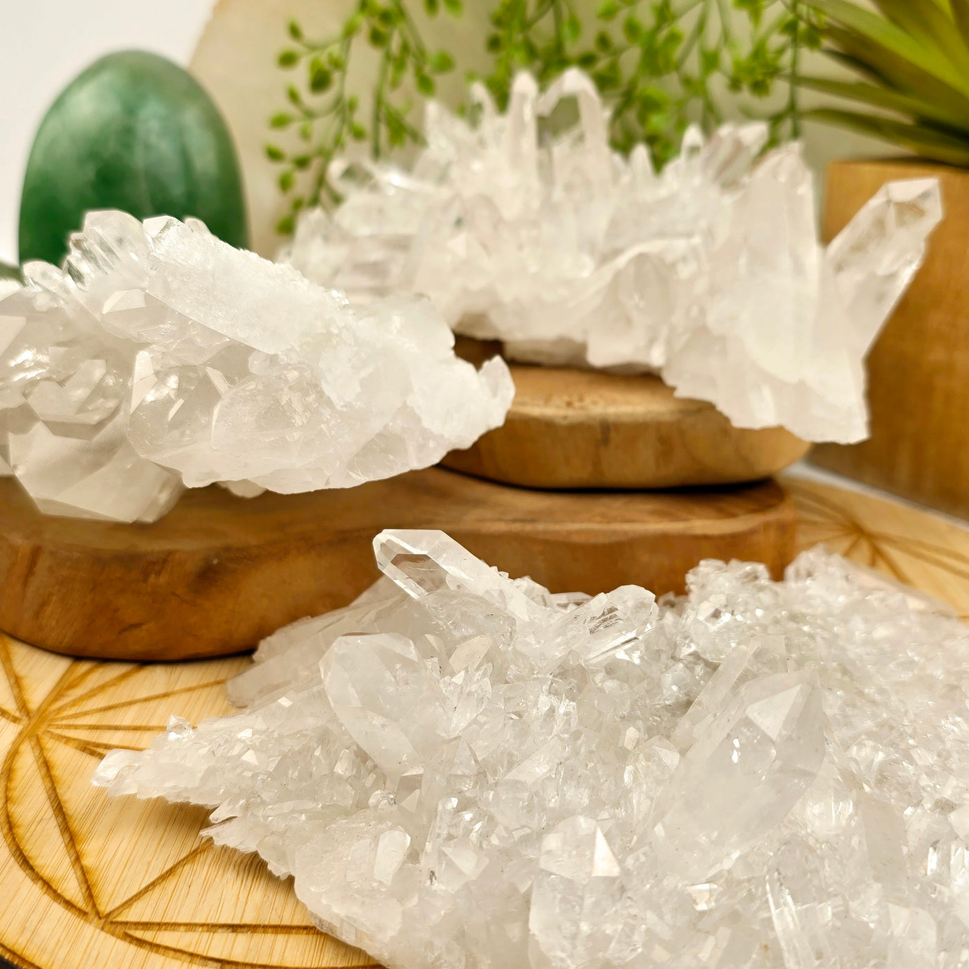 Crystal Quartz - Large AA Grade Cluster - You Choose - closeup of three crystal clusters to show detail