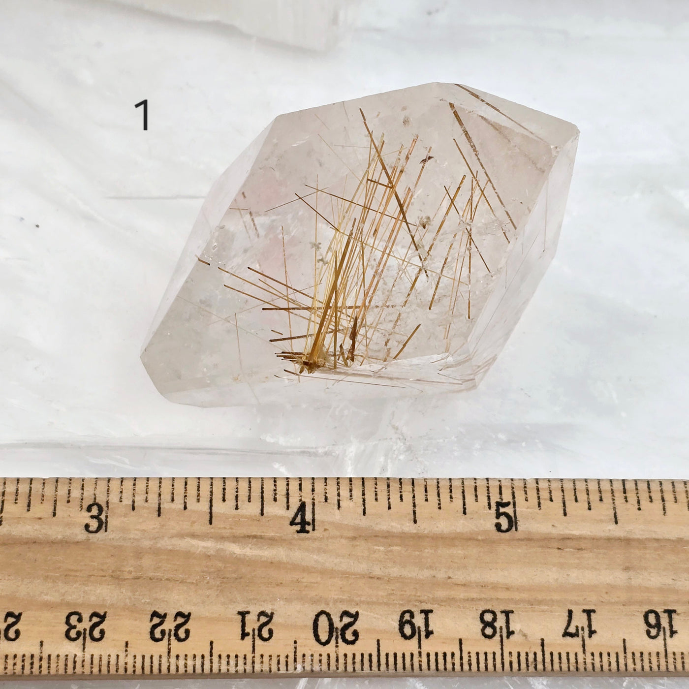 Rutilated Quartz - Polished Freeform Crystal - YOU CHOOSE #2 variant 1 labeled with ruler for size reference