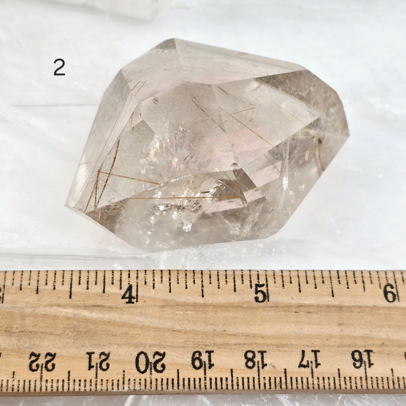 Rutilated Quartz - Polished Freeform Crystal - YOU CHOOSE #2 variant 2 labeled with ruler for size reference