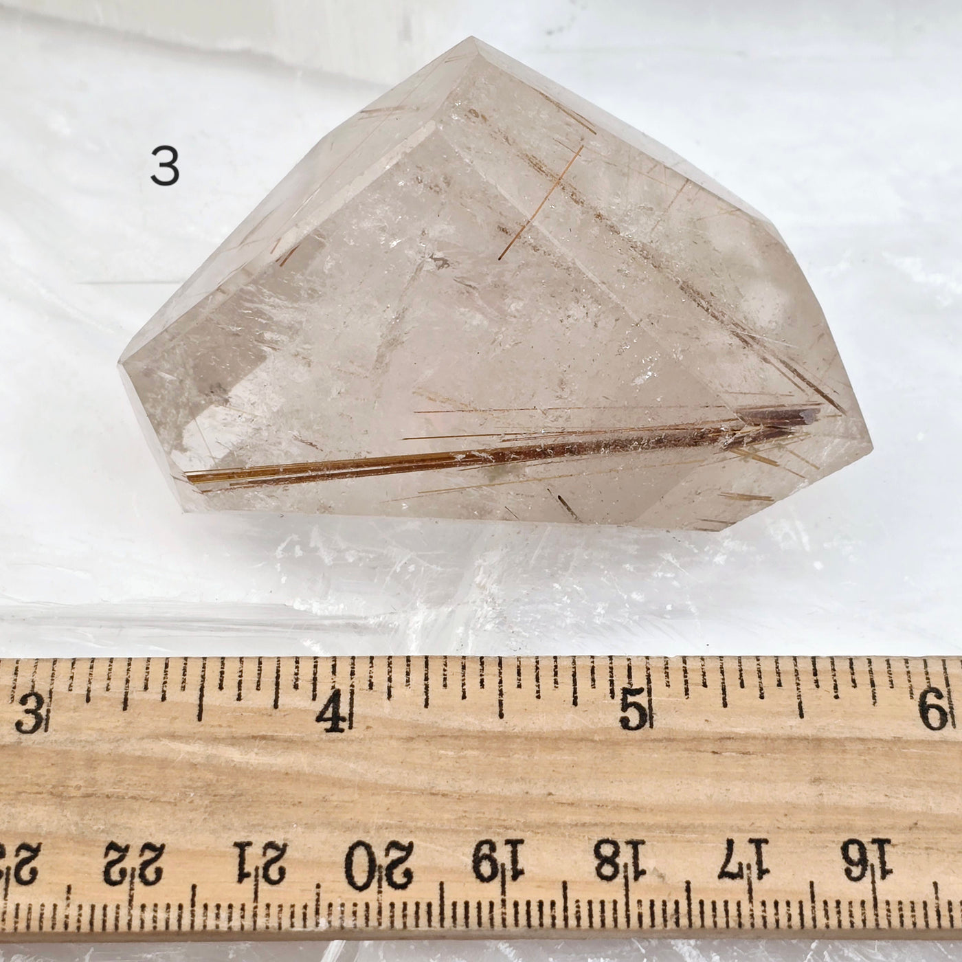 Rutilated Quartz - Polished Freeform Crystal - YOU CHOOSE #2 variant 3 labeled with ruler for size reference