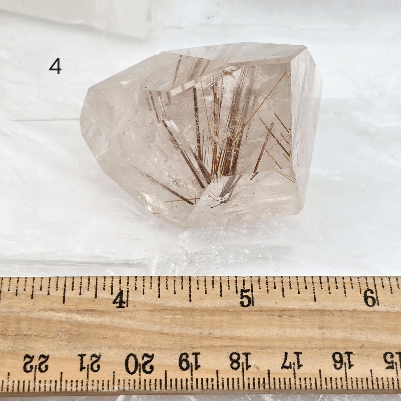 Rutilated Quartz - Polished Freeform Crystal - YOU CHOOSE #2 variant 4 labeled with ruler for size reference