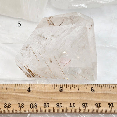 Rutilated Quartz - Polished Freeform Crystal - YOU CHOOSE #2 variant 5 labeled with ruler for size reference