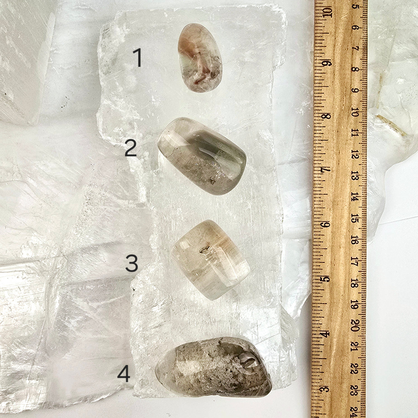 Garden Quartz Small Lodalite Polished Crystal YOU CHOOSE variants 1, 2, 3, and 4 labeled with ruler for size reference