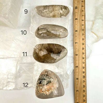 Garden Quartz Small Lodalite Polished Crystal YOU CHOOSE variants 9, 10, 11, and 12 labeled with ruler for size reference