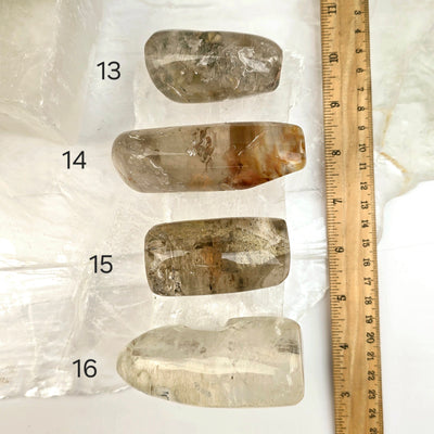 Garden Quartz Small Lodalite Polished Crystal YOU CHOOSE variants 13, 14, 15, and 16 labeled with ruler for size reference